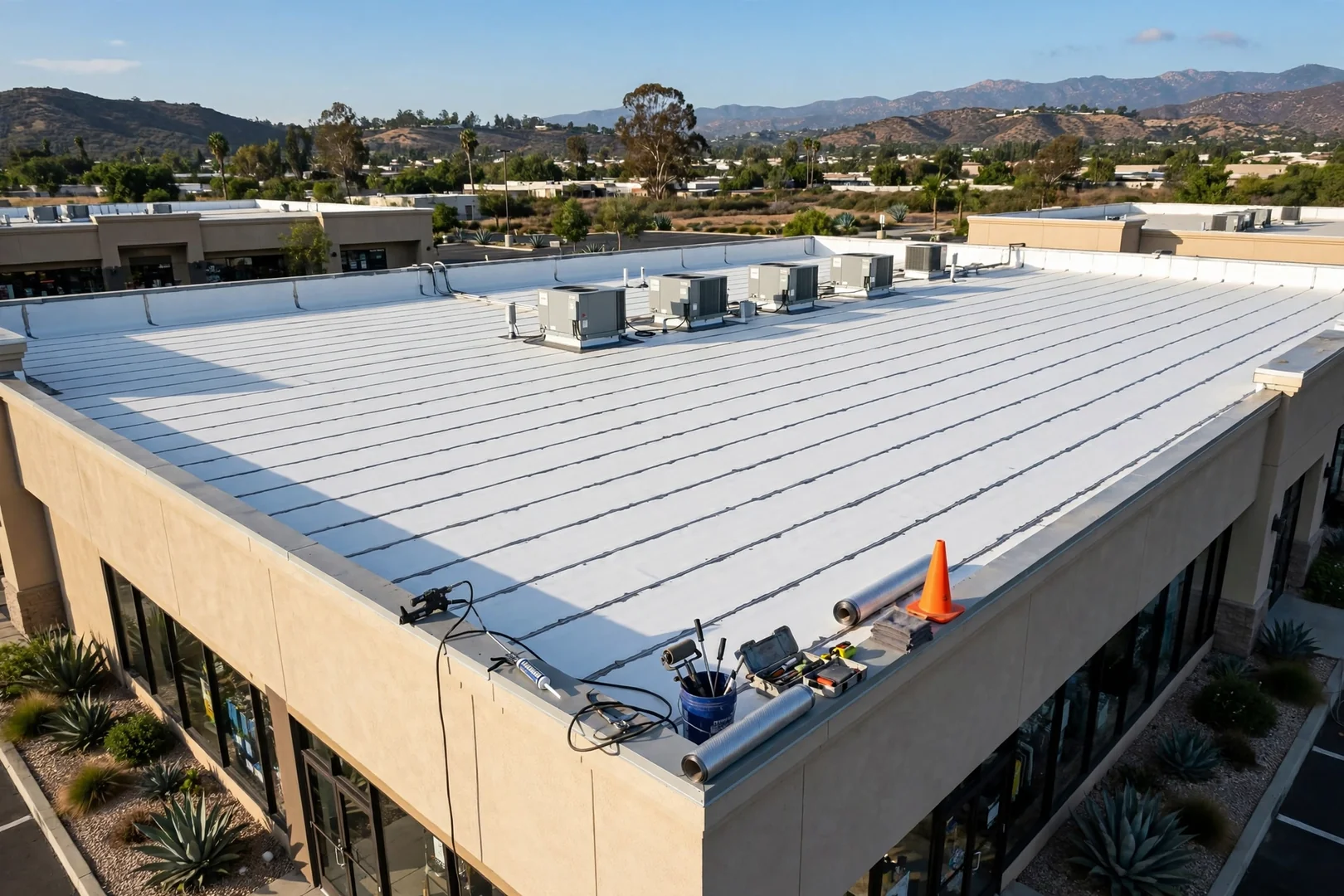 TPO Membrane Replacement on a Murrieta Retail Building