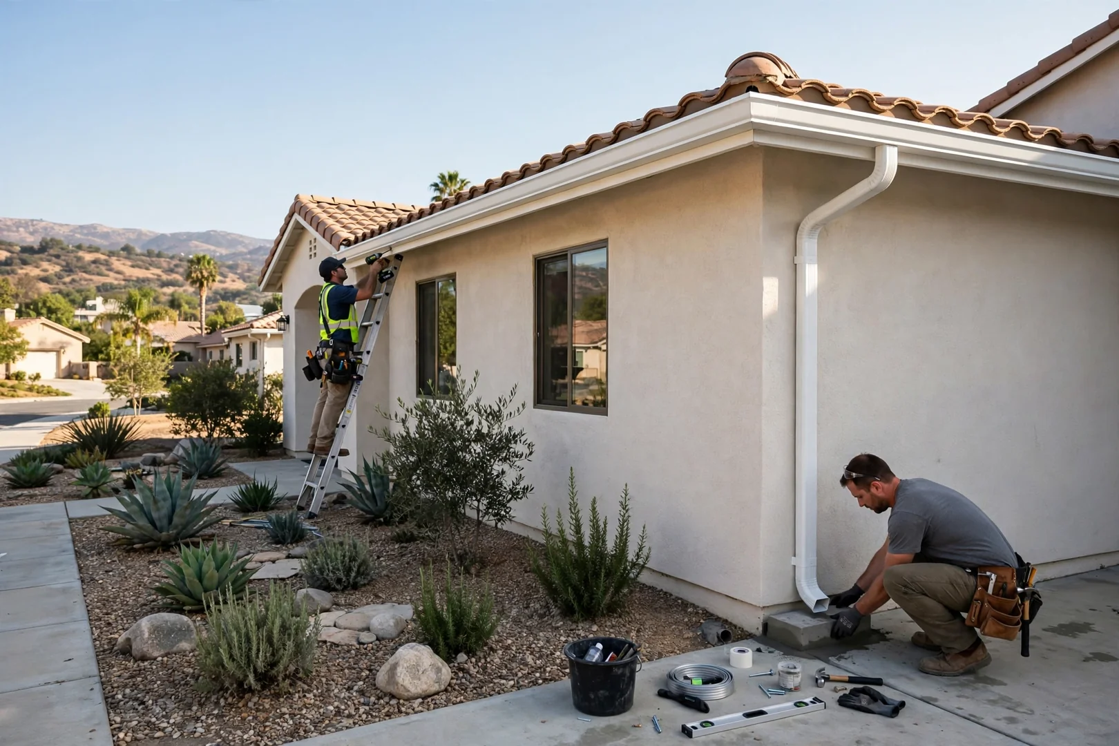 Seamless Aluminum Gutters on a Single-Story Murrieta Home