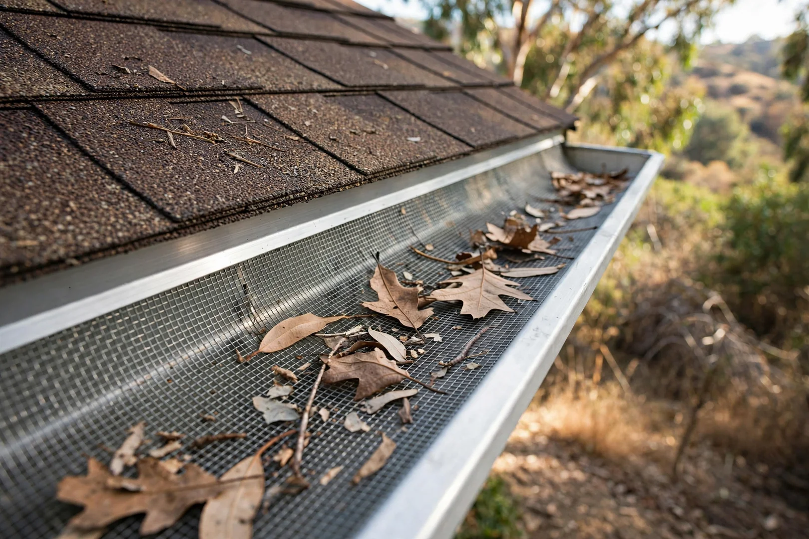Gutter Guards Added During a Hillside Home Install