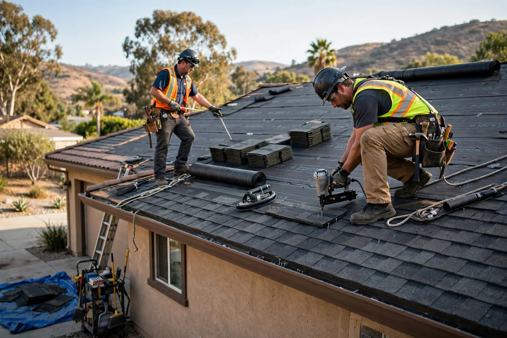 Downspout and elbow installed at a Murrieta home corner