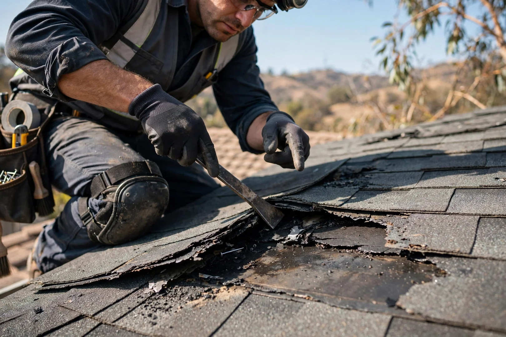 Attic decking check for water staining during an inspection