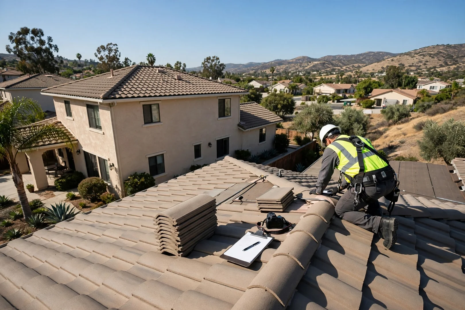 Tile Roof Inspection on a Two-Story Murrieta Home