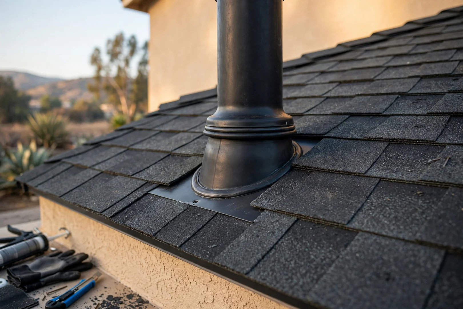 Pipe Jack and Vent Flashing Leak Repair on a Two-Story Stucco Home