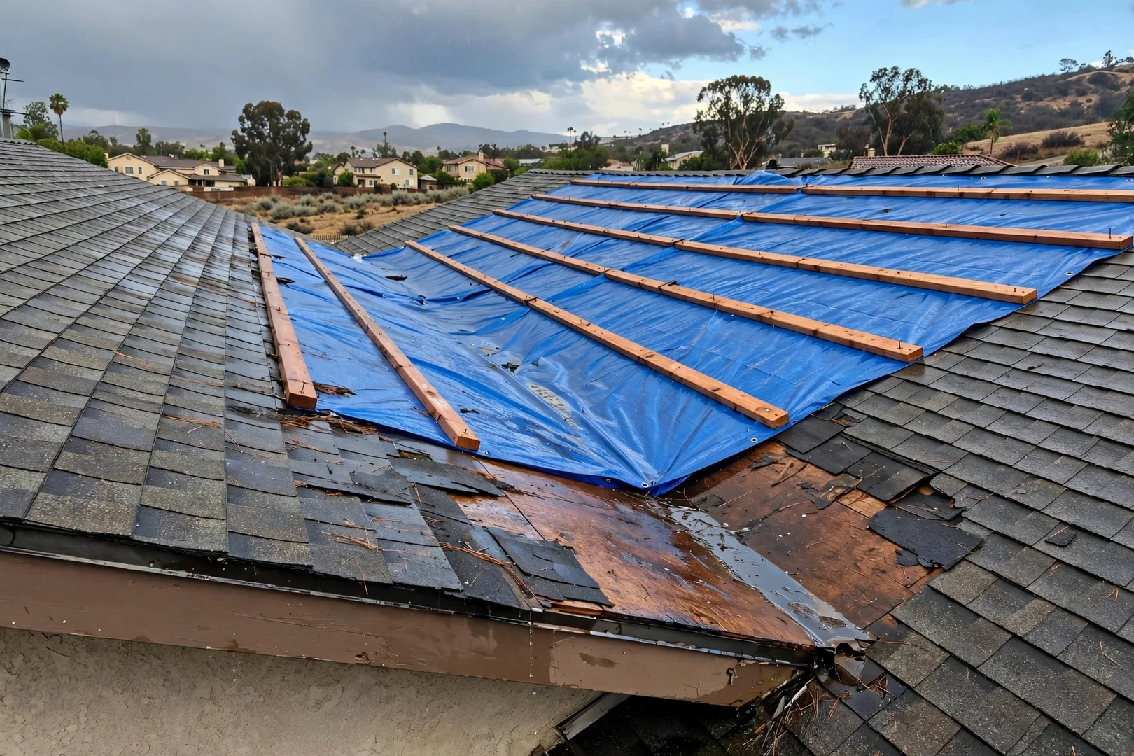 Emergency Tarping and Dry-In on a Storm-Damaged Roof